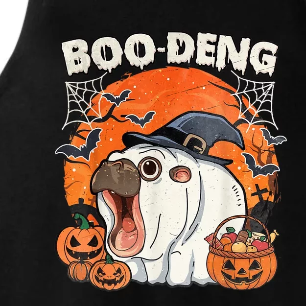 Moo Deng Cute Baby Pygmy Hippo Bouncy Pig In Thai Halloween Ladies Tri-Blend Wicking Tank