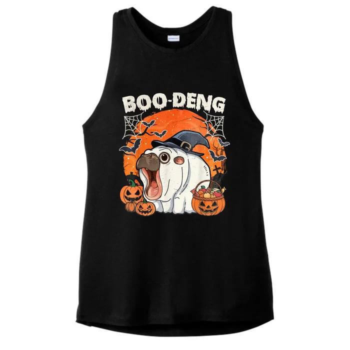 Moo Deng Cute Baby Pygmy Hippo Bouncy Pig In Thai Halloween Ladies Tri-Blend Wicking Tank