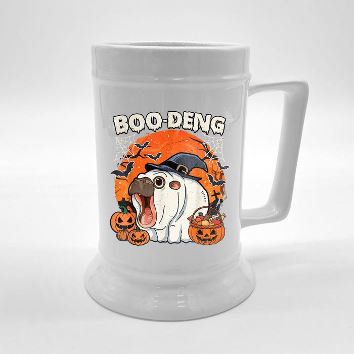 Moo Deng Cute Baby Pygmy Hippo Bouncy Pig In Thai Halloween Front & Back Beer Stein