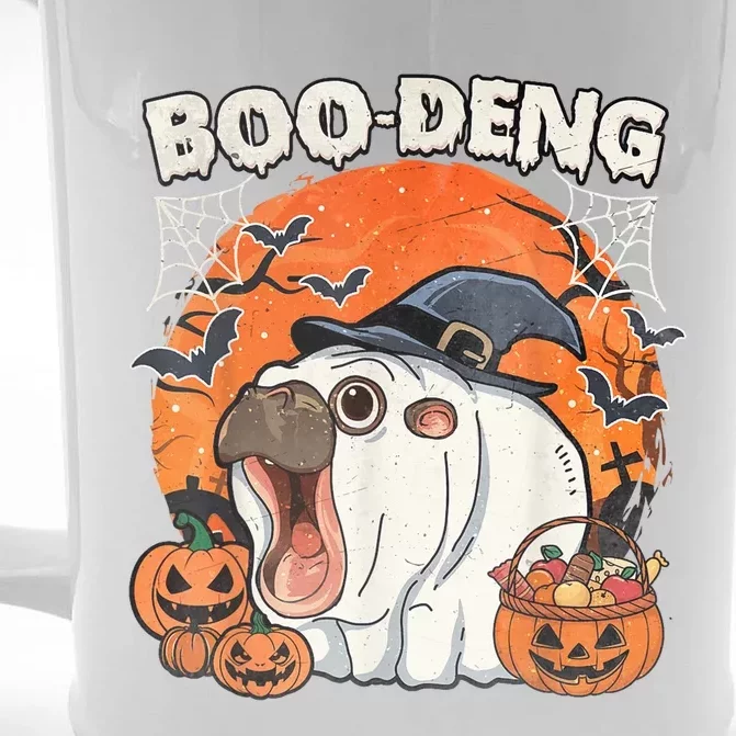 Moo Deng Cute Baby Pygmy Hippo Bouncy Pig In Thai Halloween Front & Back Beer Stein