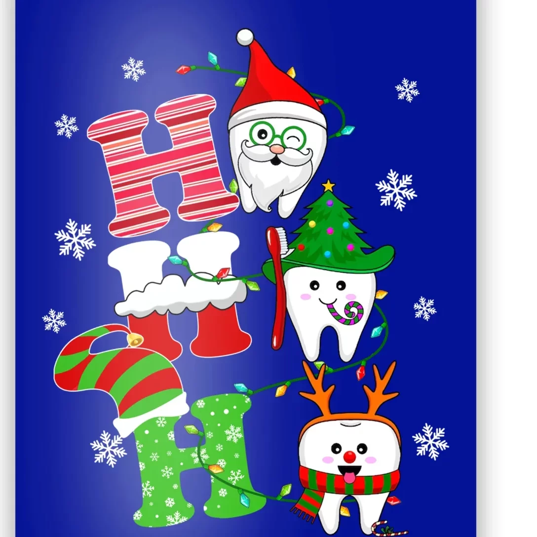 Merry Dentist Christmas Ho Ho Ho Teeth Dental Santa Reindeer Great Gift Poster