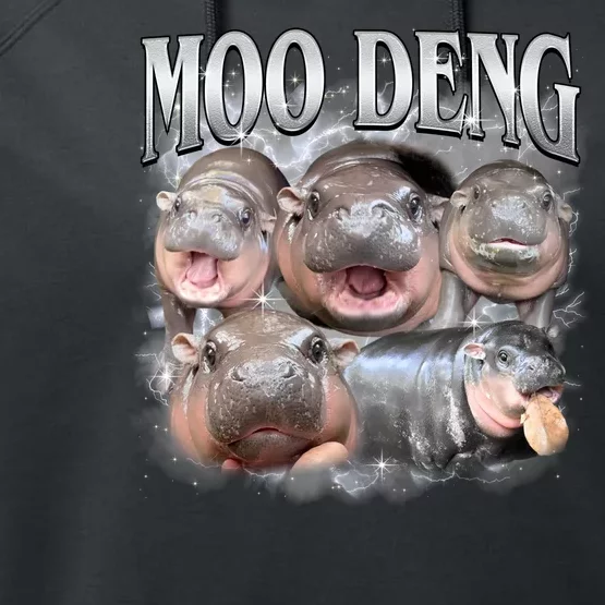 Moo Deng Cute Funny Hippo Performance Fleece Hoodie