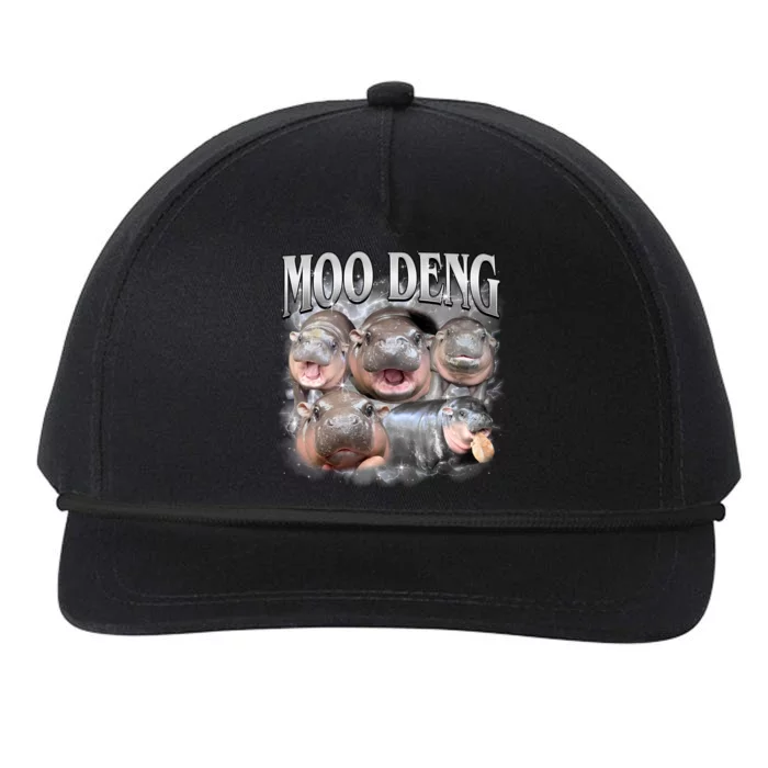 Moo Deng Cute Funny Hippo Snapback Five-Panel Rope Hat