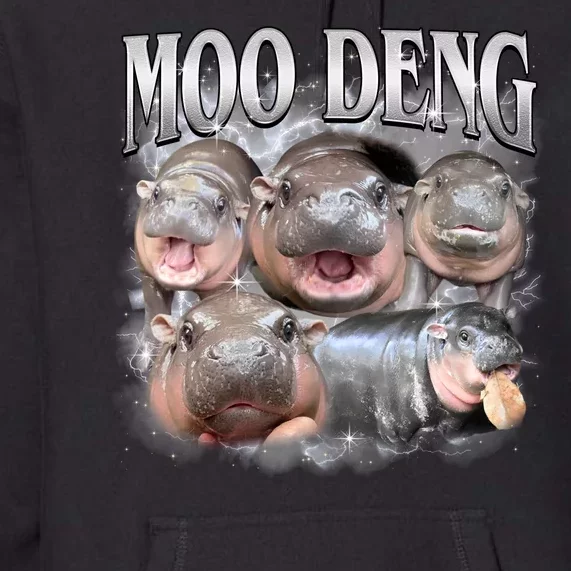 Moo Deng Cute Funny Hippo Premium Hoodie