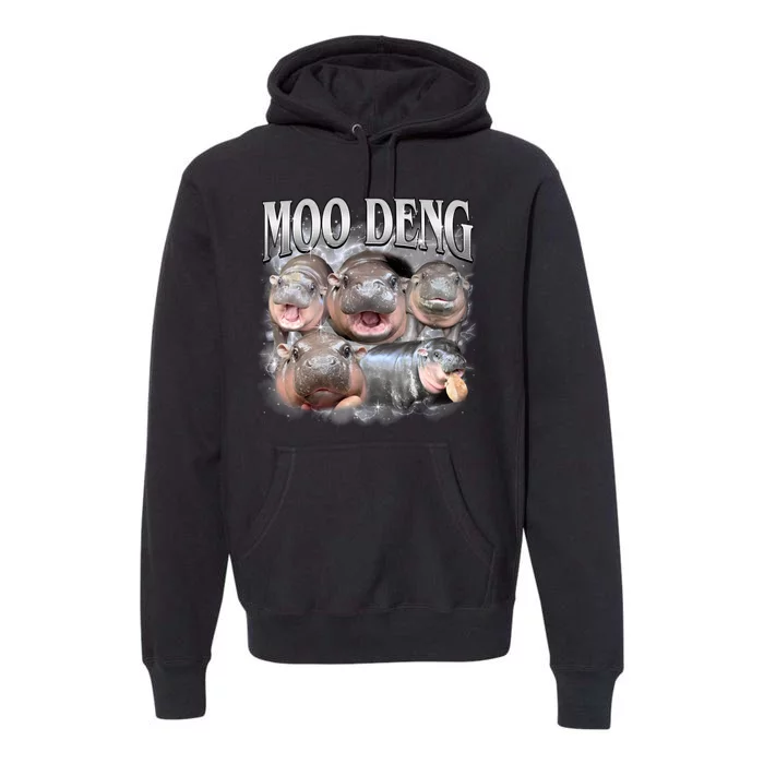 Moo Deng Cute Funny Hippo Premium Hoodie