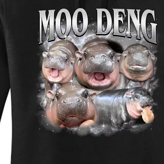 Moo Deng Cute Funny Hippo Women's Pullover Hoodie