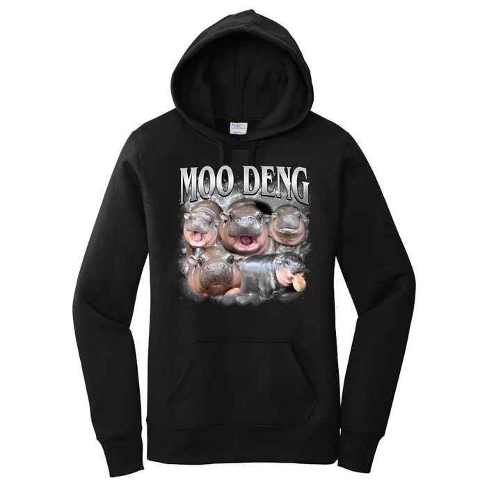 Moo Deng Cute Funny Hippo Women's Pullover Hoodie