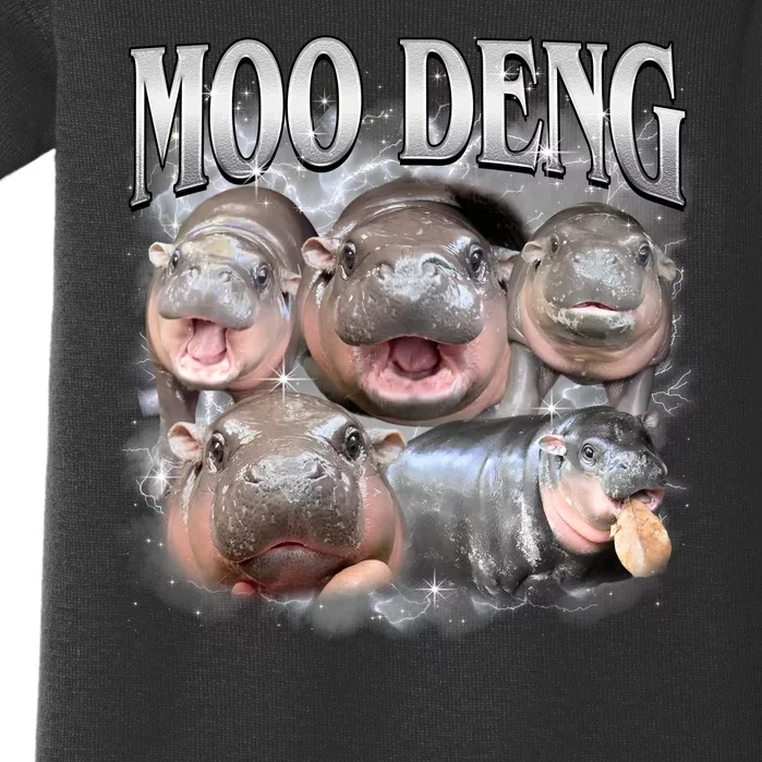 Moo Deng Cute Funny Hippo Baby Bodysuit