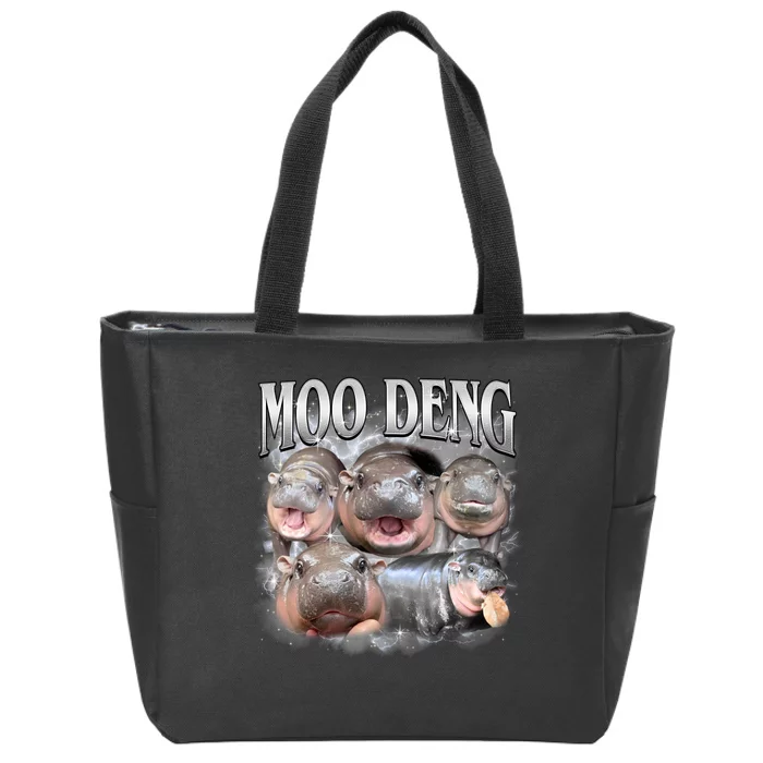 Moo Deng Cute Funny Hippo Zip Tote Bag