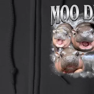 Moo Deng Cute Funny Hippo Full Zip Hoodie