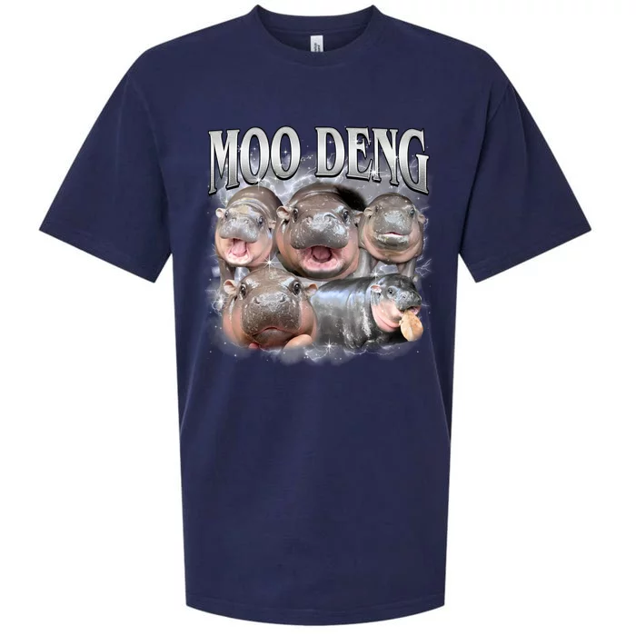 Moo Deng Cute Funny Hippo Sueded Cloud Jersey T-Shirt