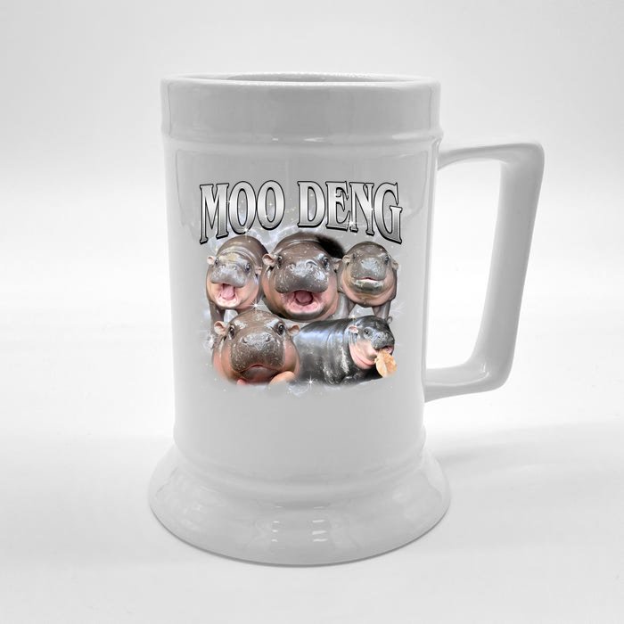 Moo Deng Cute Funny Hippo Front & Back Beer Stein