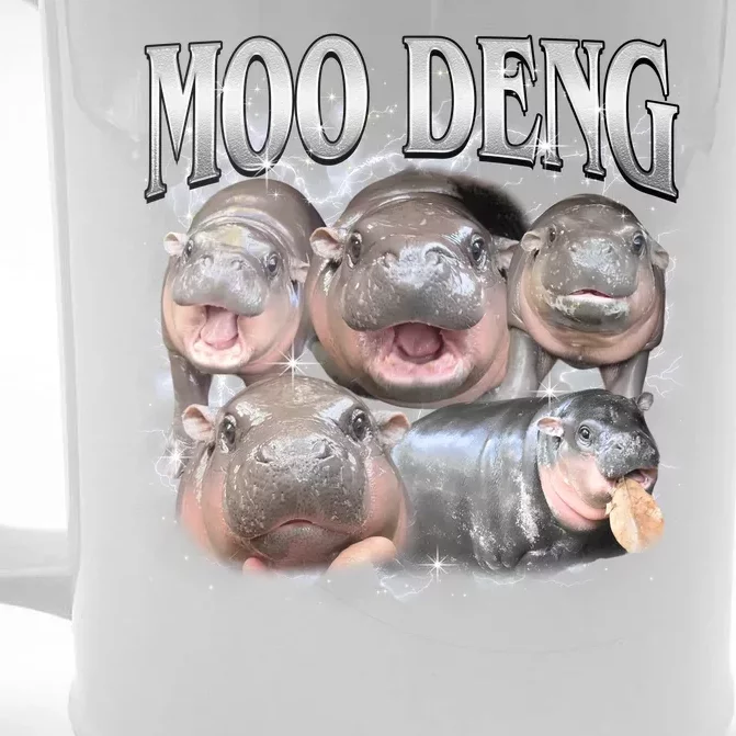 Moo Deng Cute Funny Hippo Front & Back Beer Stein