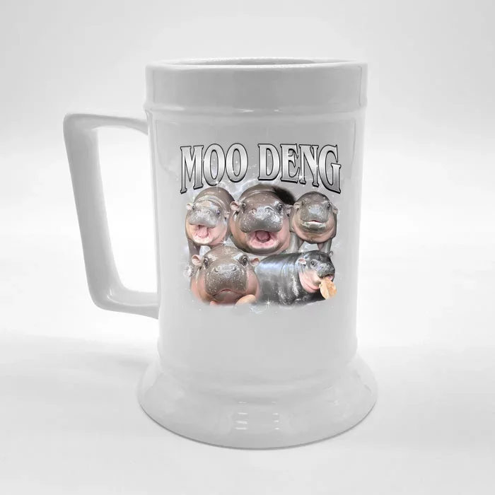 Moo Deng Cute Funny Hippo Front & Back Beer Stein