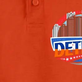 Modern Detroit City Scape Dry Zone Grid Performance Polo