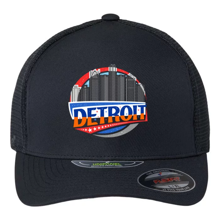 Modern Detroit City Scape Flexfit Unipanel Trucker Cap