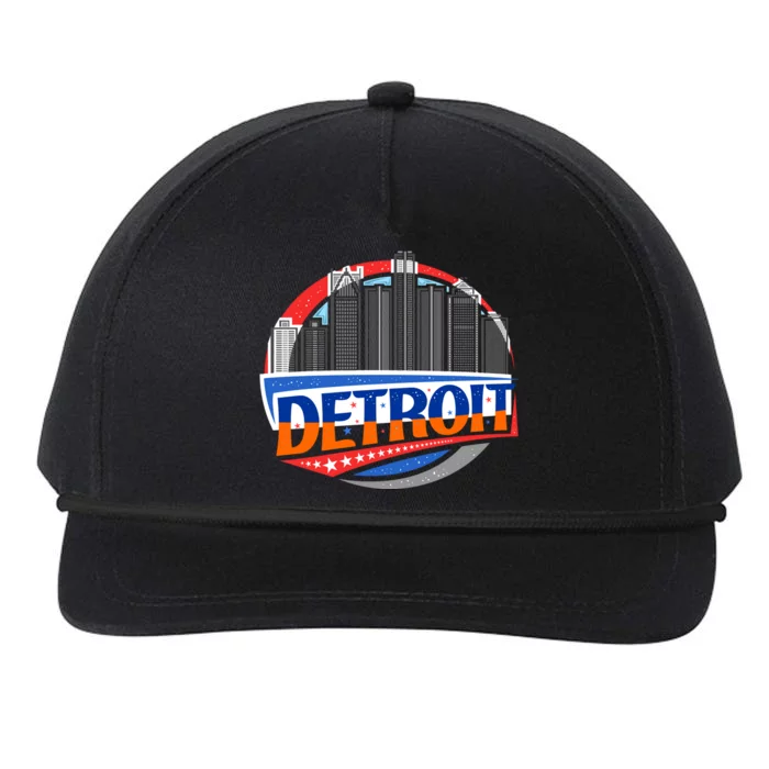 Modern Detroit City Scape Snapback Five-Panel Rope Hat