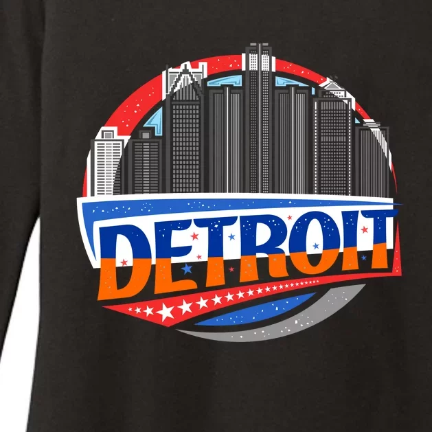 Modern Detroit City Scape Womens CVC Long Sleeve Shirt