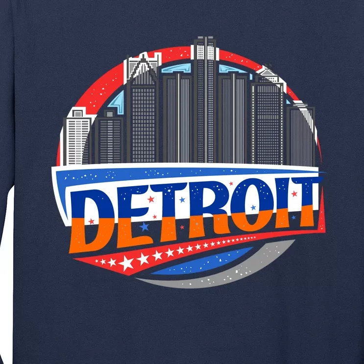 Modern Detroit City Scape Long Sleeve Shirt