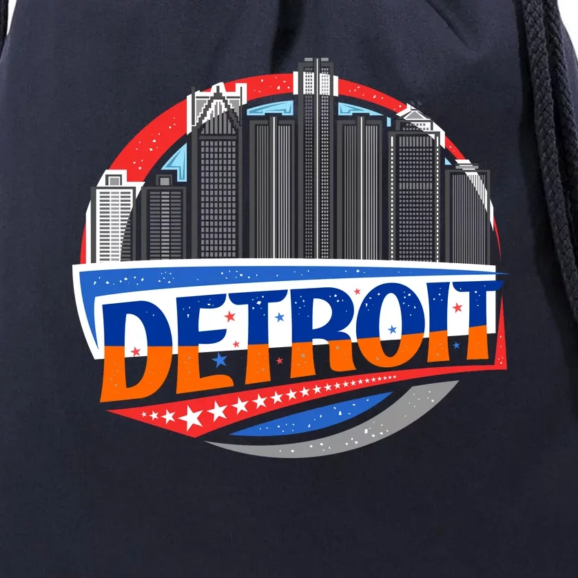 Modern Detroit City Scape Drawstring Bag