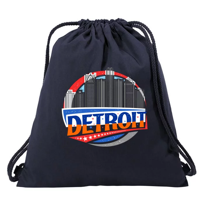 Modern Detroit City Scape Drawstring Bag