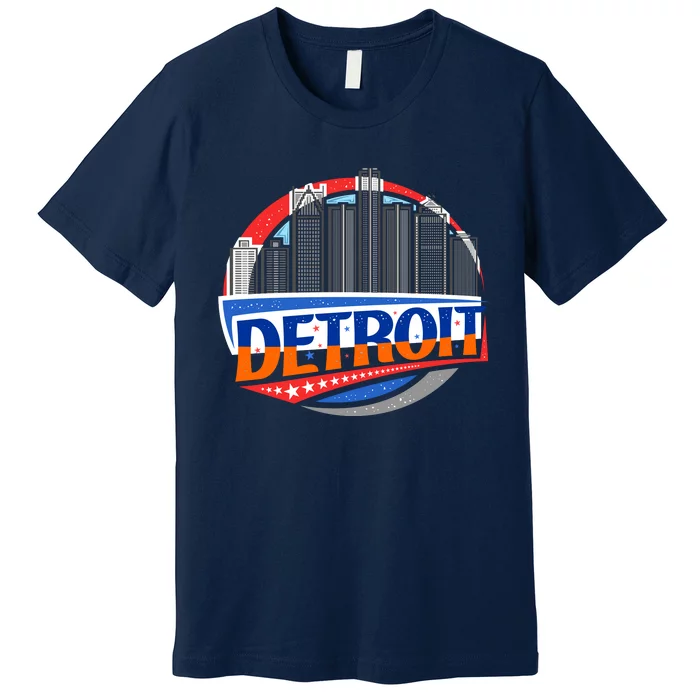 Modern Detroit City Scape Premium T-Shirt