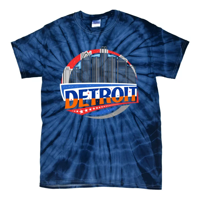 Modern Detroit City Scape Tie-Dye T-Shirt