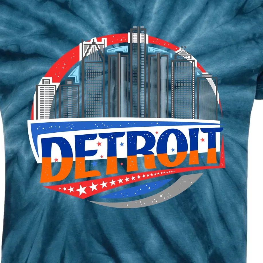 Modern Detroit City Scape Kids Tie-Dye T-Shirt