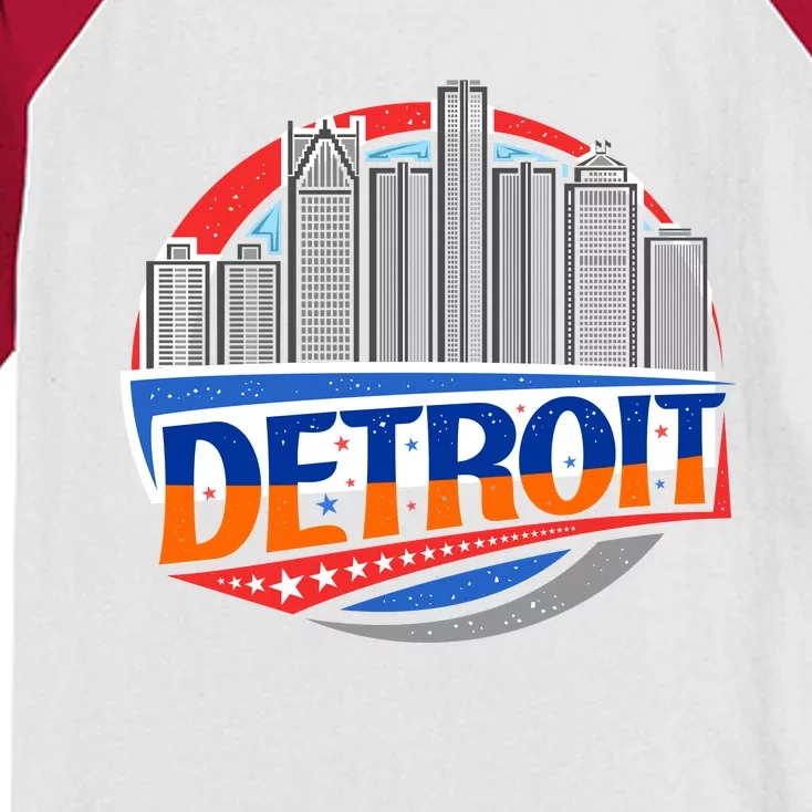 Modern Detroit City Scape Kids Colorblock Raglan Jersey