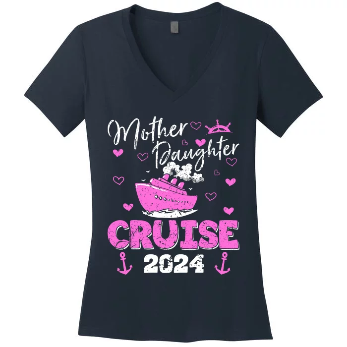 Mother Daughter Cruise 2024 Family Vacation Trip Matching Women's V-Neck T-Shirt