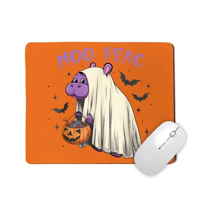 Moo Deng Cute Baby Pygmy Hippo Bouncy Pig In Thai Halloween Mousepad