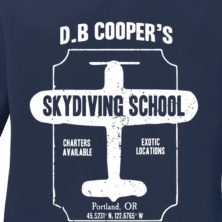 Men D.B. Cooper Skydiving School Ladies Long Sleeve Shirt