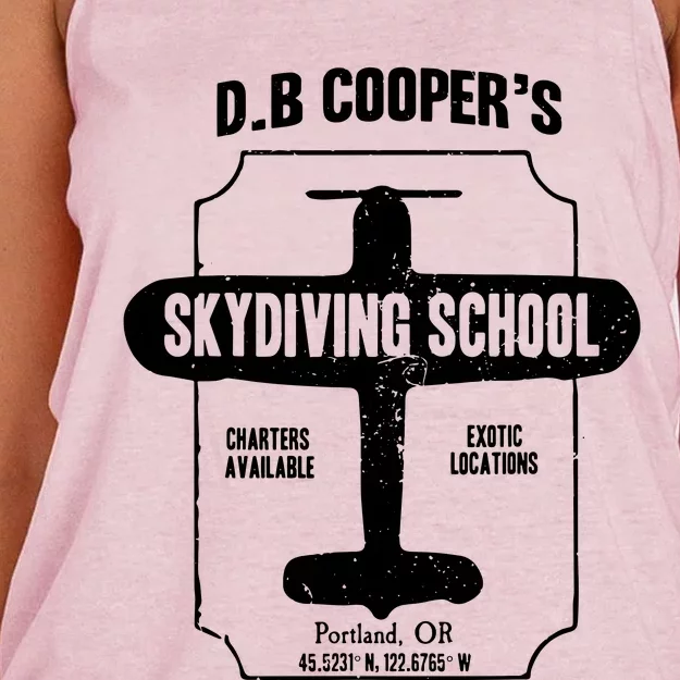 Men D.B. Cooper Skydiving School Women's Knotted Racerback Tank