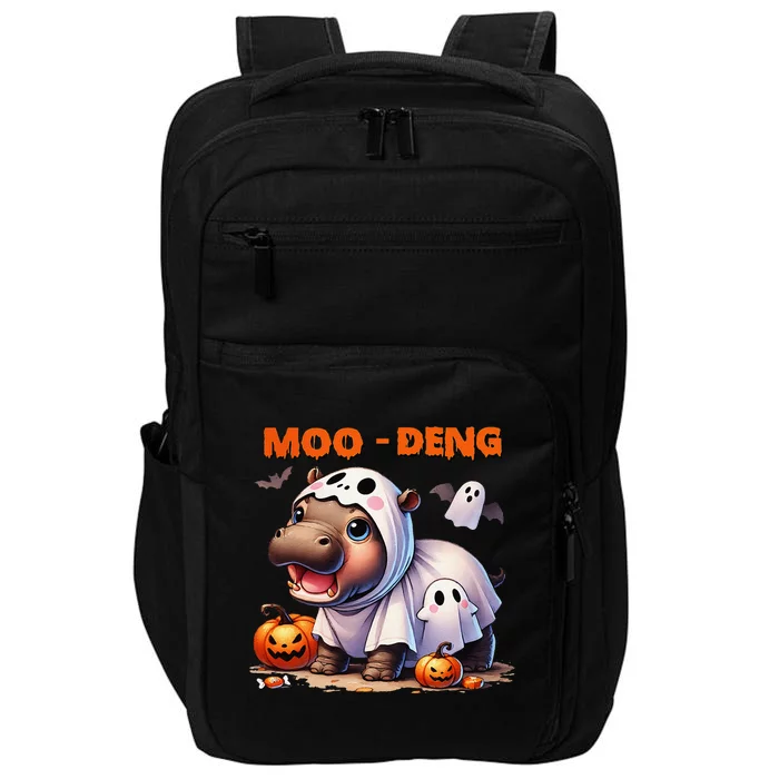 Moo Deng Cute Baby Pygmy Hippo Bouncy Pig In Thai Halloween Impact Tech Backpack