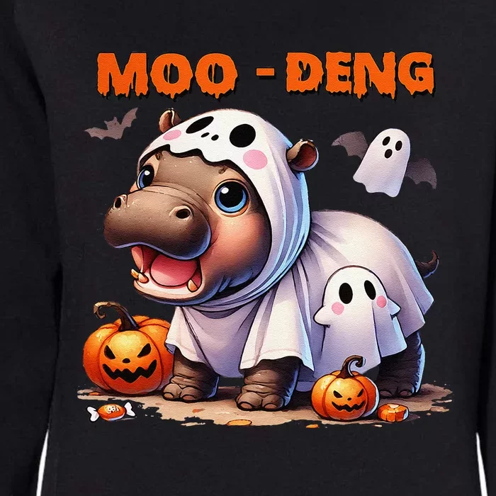 Moo Deng Cute Baby Pygmy Hippo Bouncy Pig In Thai Halloween Womens California Wash Sweatshirt