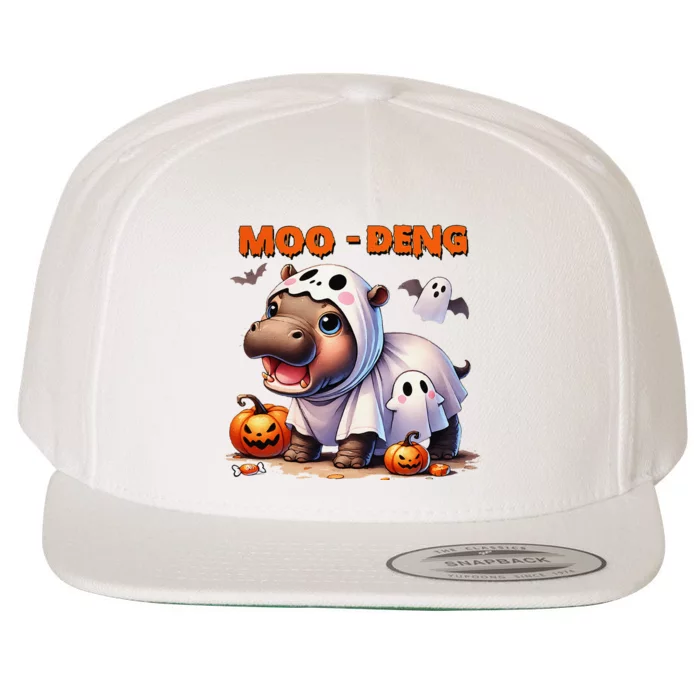 Moo Deng Cute Baby Pygmy Hippo Bouncy Pig In Thai Halloween Wool Snapback Cap