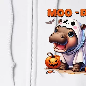 Moo Deng Cute Baby Pygmy Hippo Bouncy Pig In Thai Halloween Full Zip Hoodie