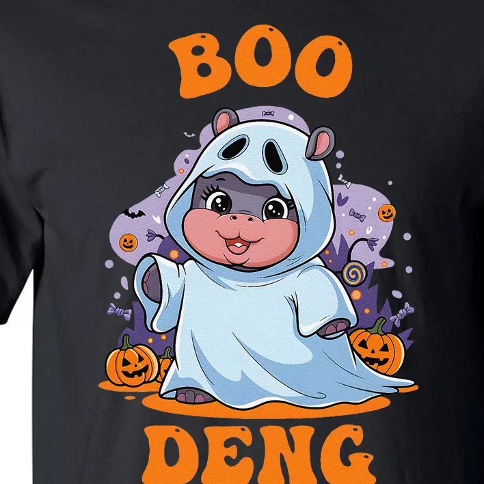 Moo Deng Cute Baby Pygmy Hippo Bouncy Pig In Thai Halloween Tall T-Shirt