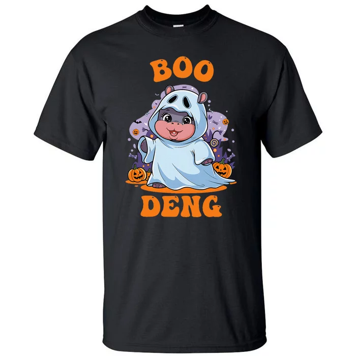 Moo Deng Cute Baby Pygmy Hippo Bouncy Pig In Thai Halloween Tall T-Shirt