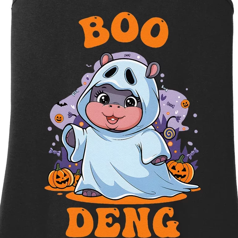 Moo Deng Cute Baby Pygmy Hippo Bouncy Pig In Thai Halloween Ladies Essential Tank