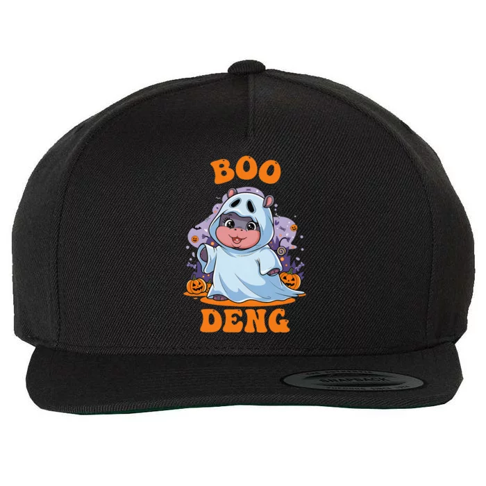 Moo Deng Cute Baby Pygmy Hippo Bouncy Pig In Thai Halloween Wool Snapback Cap