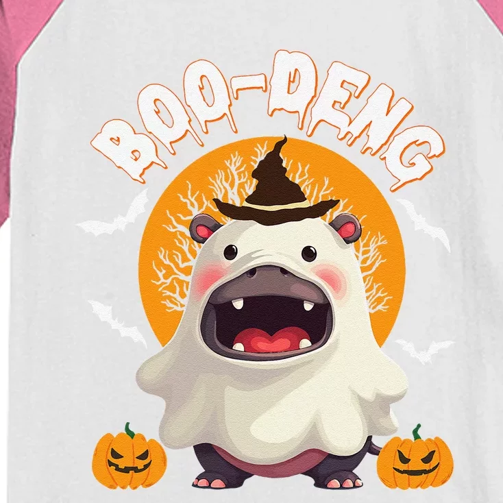 Moo Deng Cute Baby Pygmy Hippo Thai Halloween Women Kids Colorblock Raglan Jersey