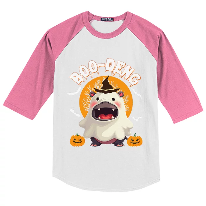 Moo Deng Cute Baby Pygmy Hippo Thai Halloween Women Kids Colorblock Raglan Jersey