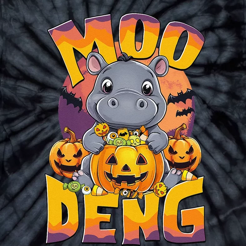 Moo Deng Cute Baby Pygmy Hippo Bouncy Pig In Thai Halloween Tie-Dye T-Shirt