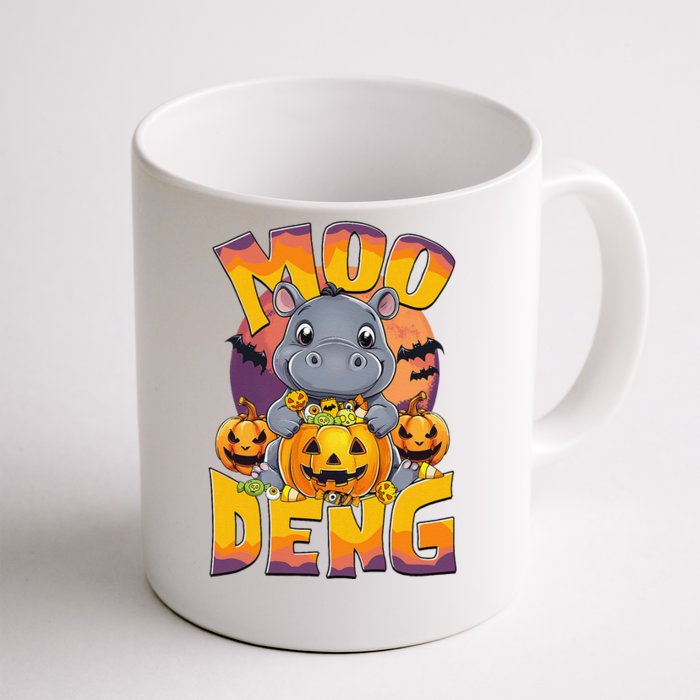 Moo Deng Cute Baby Pygmy Hippo Bouncy Pig In Thai Halloween Front & Back Coffee Mug