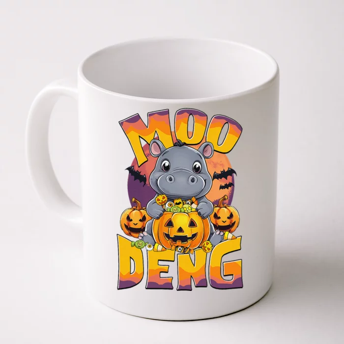 Moo Deng Cute Baby Pygmy Hippo Bouncy Pig In Thai Halloween Front & Back Coffee Mug