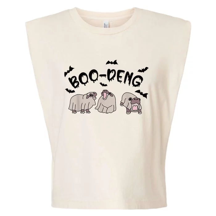 Moo Deng Cute Baby Pygmy Hippo Bouncy Pig Halloween Boo Deng Garment-Dyed Women's Muscle Tee