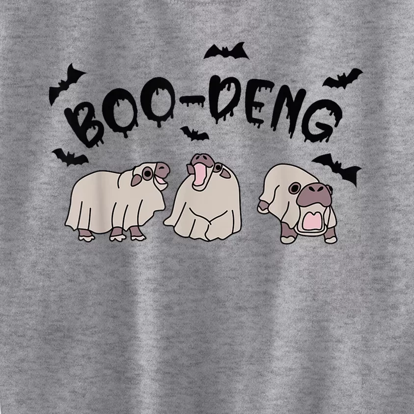 Moo Deng Cute Baby Pygmy Hippo Bouncy Pig Halloween Boo Deng Kids Sweatshirt