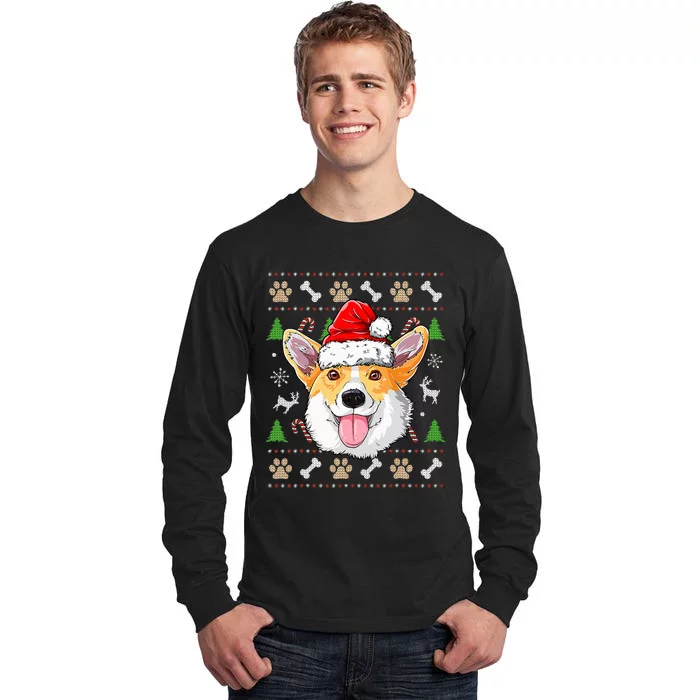 Merry Dogmas Christmas Welsh Corgi Dog Reindeer Ugly Sweater Tall Long Sleeve T-Shirt