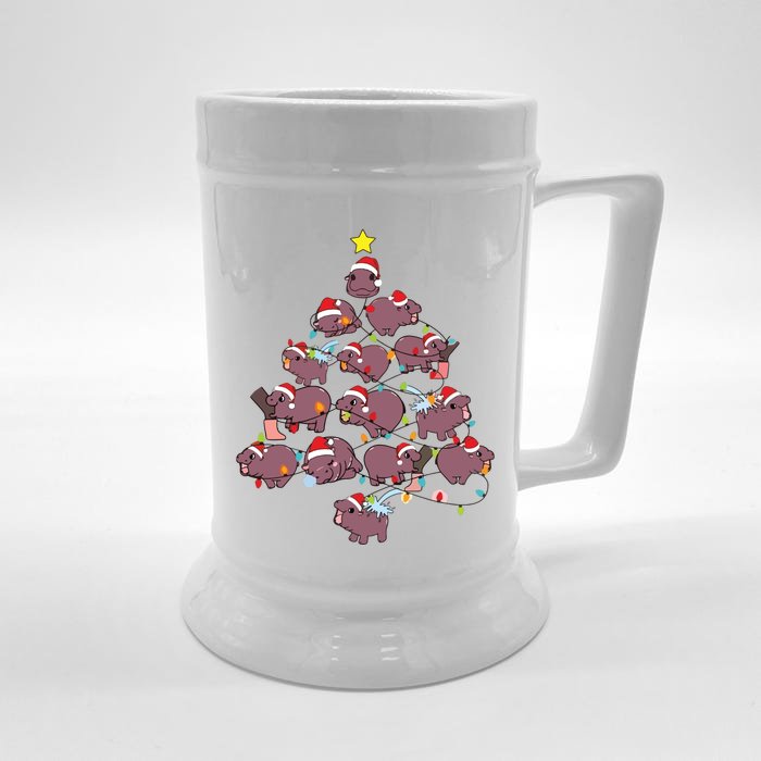 Moo Deng Christmas Tree Front & Back Beer Stein